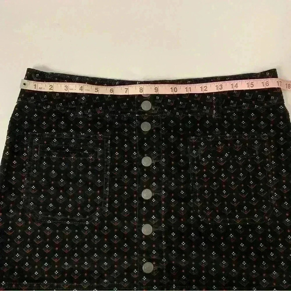 Free People Women's Black Printed Joanie Corduroy Skirt Size 29 - Picture 6 of 11
